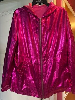 Women's Metallic Hot Pink Hooded Jacket